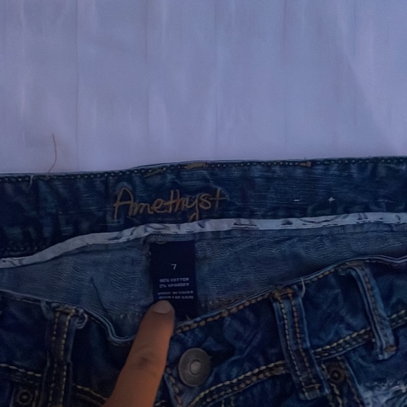 Amethyst, distressed, denim flare, boot, cut, fit, size 7 - Picture 2 of 3